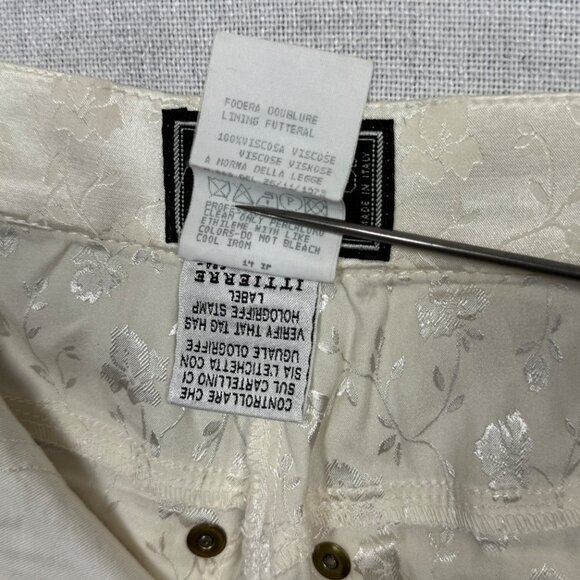Vintage Versus Gianni Versace Trousers Floral Jacquard White Satin Size 33/40 - Picture 14 of 15
